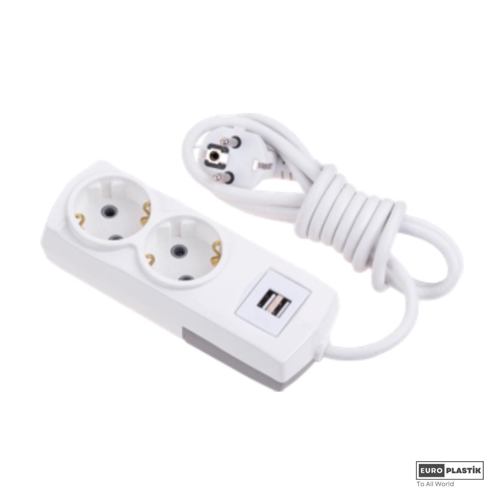 2 Gangs Earthed Group Socket With 5mt Cable and USB
